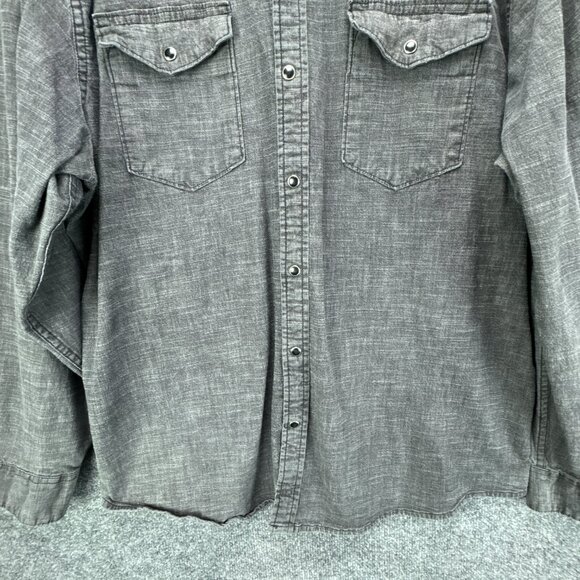 Wrangler Pearl Snap Denim Shirt Mens 2XL Gray Western Cowboy Rodeo Workwear - Picture 3 of 14